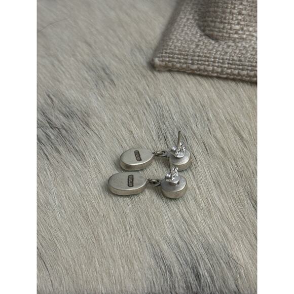 Native American Sterling White Water Turquoise Double Stone Post Dangle Earrings - Picture 6 of 6